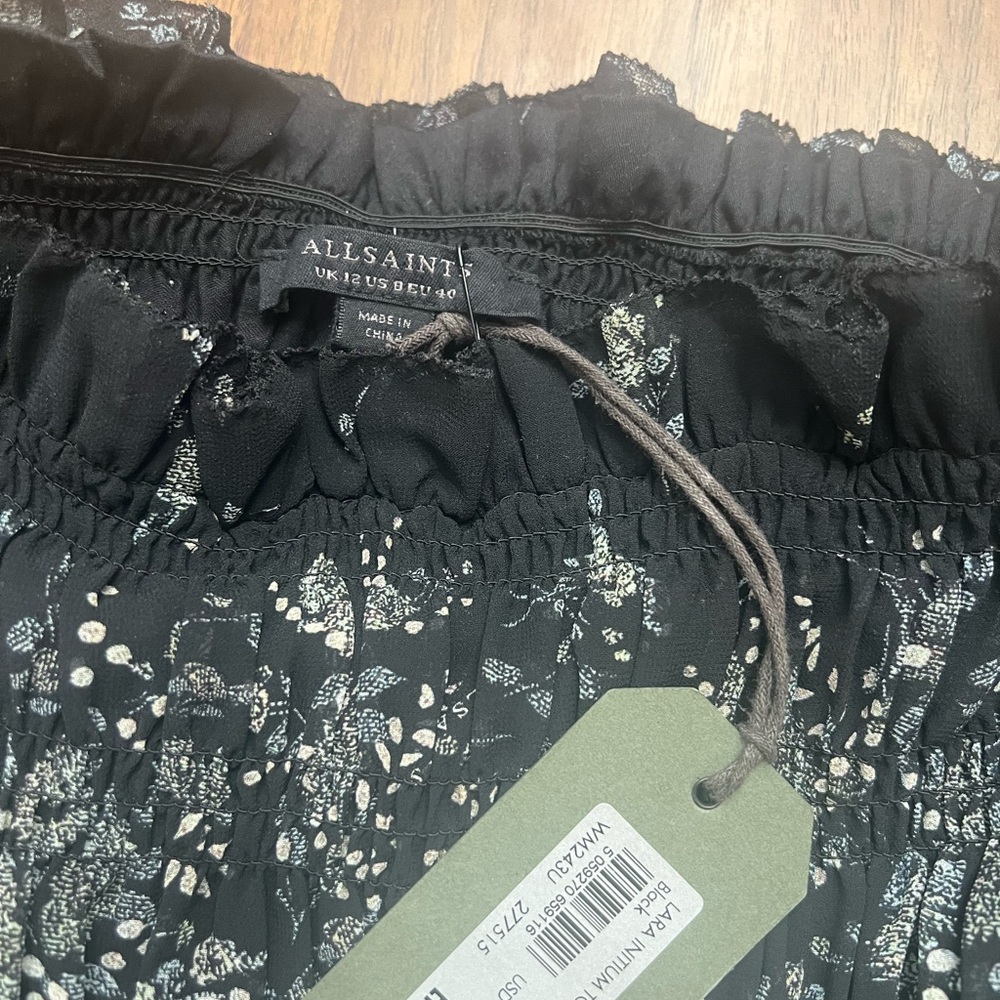 All Saints Black and White Patterned Blouse
